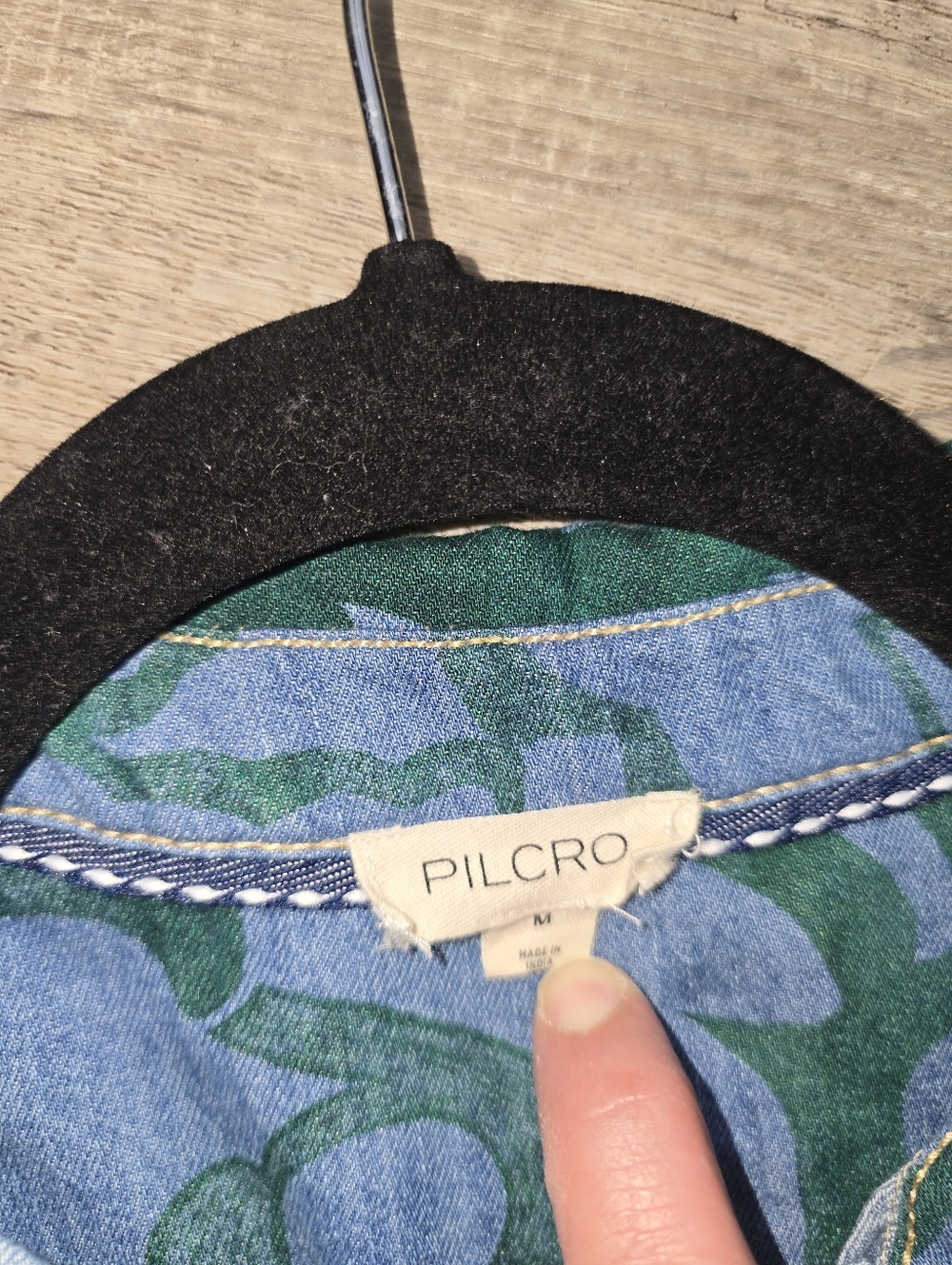 Anthropologie Pilcro Denim Shift Dress Green Floral Sleeveless Button Front Size - Picture 11 of 13
